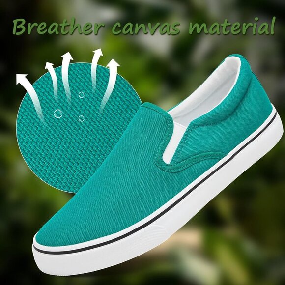 〽️Closed Toe Loafers Sneakers Men\'s Green Canvas Slip On Casual Lightweight main image 6